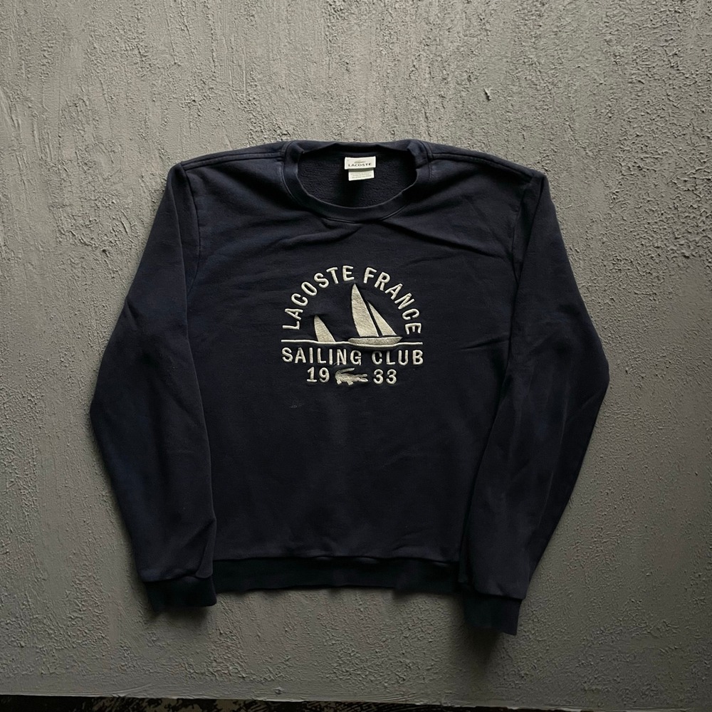 Vintage Lacoste Sailing Club Graphic Sweatshirt Mens Large Navy Blue 90s